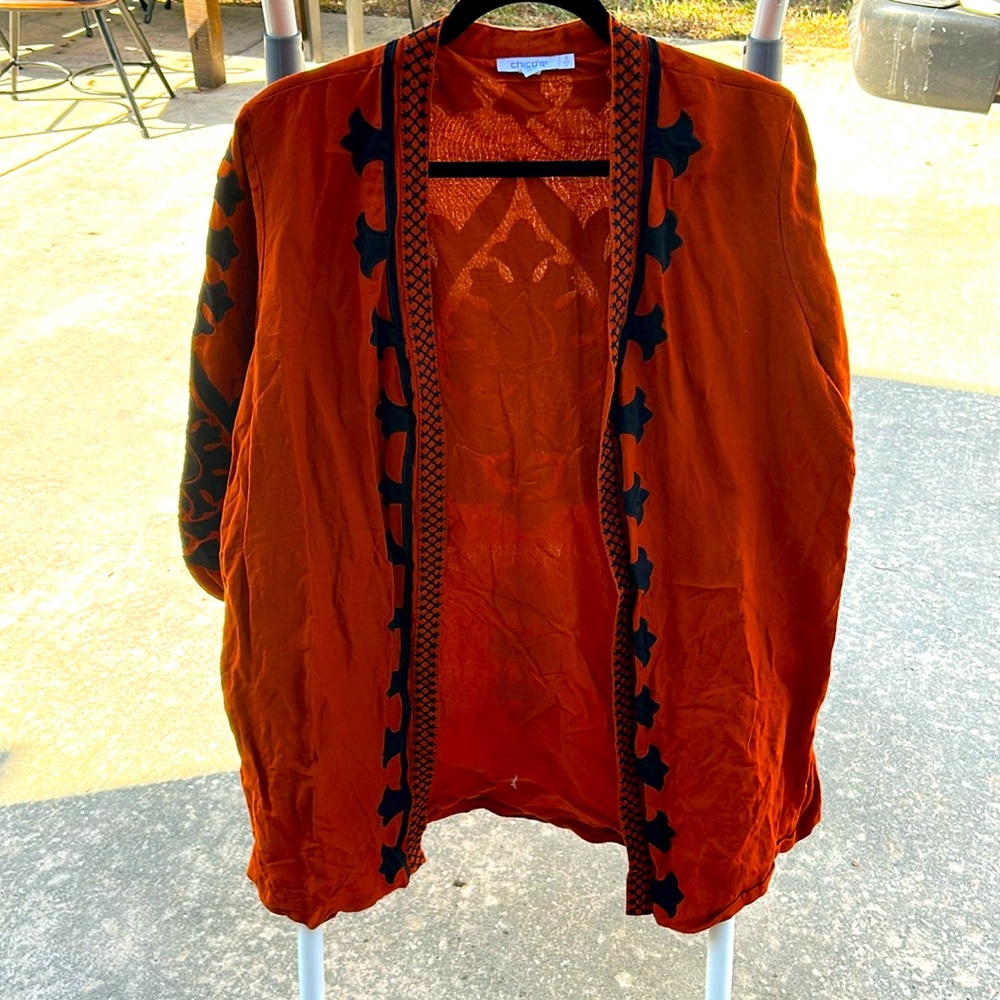Chicos embroidered open jacket/cardigan